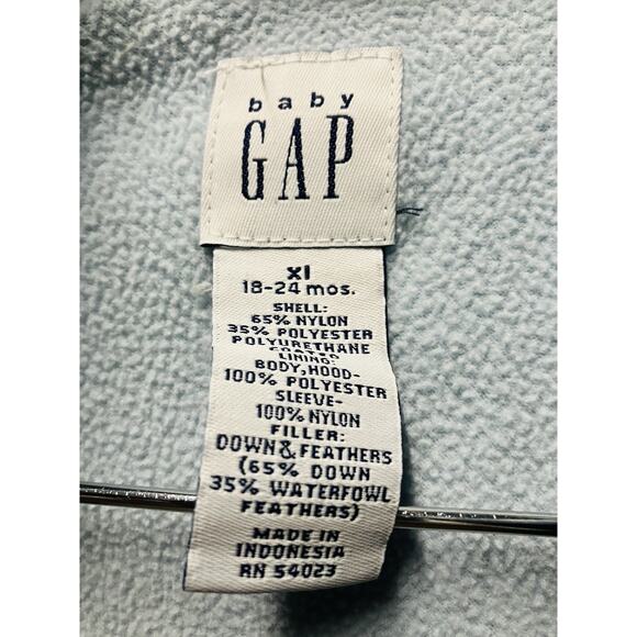 Vintage Baby Gap Puffer Coat 5 Boys Girls Blue Winter Jacket Full Zip 18-24mos - Picture 4 of 6
